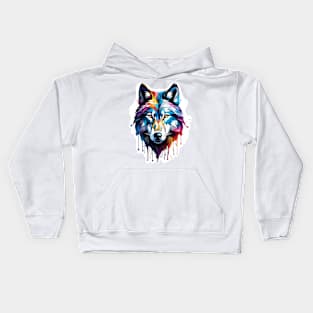 Wolf Head Dripping Rainbow Graffiti Kids Hoodie